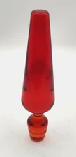 Vintage Art Glass Stopper Red Orange Topper For Decanter Bottle