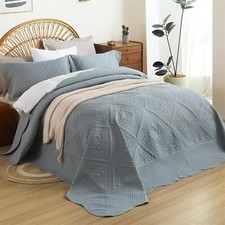 California King 128"x120" Bedspread Pillow Shams-Mordern Bedding Set All Season