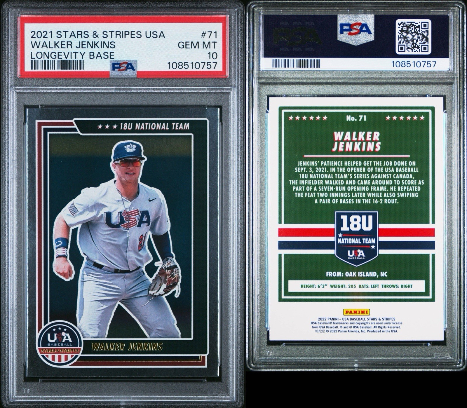 2021 Walker Jenkins Stars & Stripes FOIL ~ PSA 10 GEM MINT RC ~ Pop 2 ~ Twins view 6