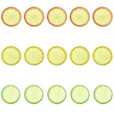 15 PCS Fake Lemon Slice Plastic Decor Artificial Faux Kitchen Yellow Orange