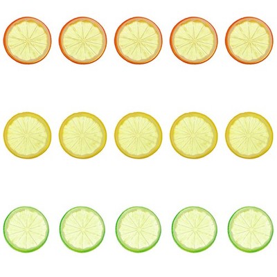 15 PCS Fake Lemon Slice Plastic Decor Artificial Faux Kitchen Yellow Orange