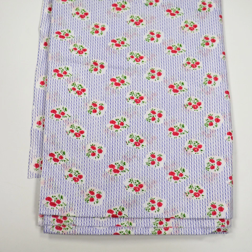 Vintage Fabric Yardage Dressmaking Pink Roses Cameos Blue 44 x 4Yards Cute - Image 4 of 4