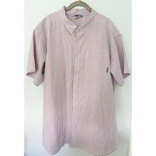 Columbia Mens Button Down Shirt Red White & Blue Plaid Cotton XXL