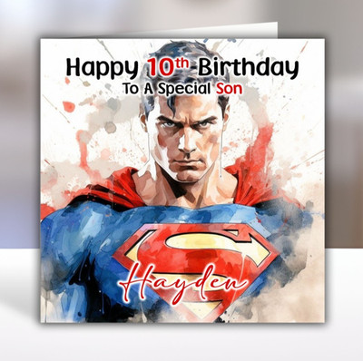 SUPERMAN Personalised Birthday Card - Superman Birthday Card - Comics