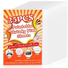 25 PCS White Printable Shrink Plastic Sheets Kits 8.3x11.7in 21x29.7cm DIY