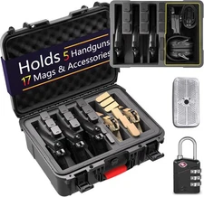 Multi-Handgun Pistol Case Pre-Cut Foam for Handguns and Magazines