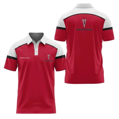 Custom Name - Men's Pontiac Racing Motorsport Red White Black Polo - All Size