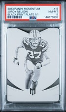 2013 PANINI MOMENTUM BLACK PRINT PLATE 1/1 #15 JORDY NELSON 1/1 PSA 8