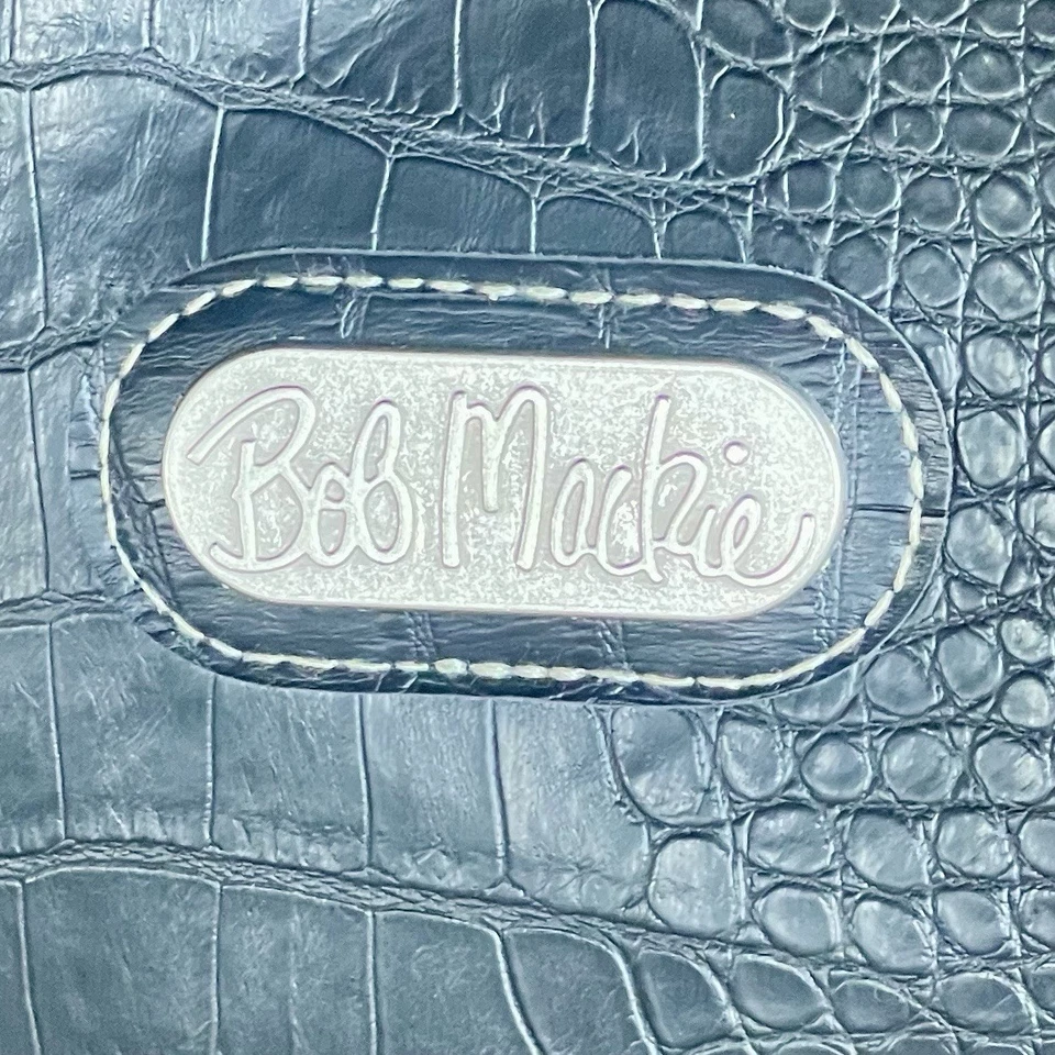 Bolso de Hombro Bob Mackie Negro Doble Asa Everglades Fin de Semana Cocodrilo Foto 3 de 4