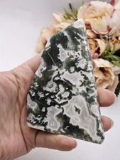 ✨️SALE✨️ Beautiful Moss agate Crystal Slice Slab Raw 120g 10cm
