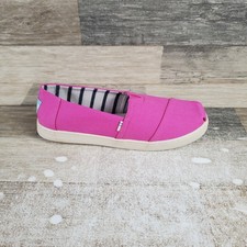 Toms Alpargata Kids Casual Shoes Sz 6 Pink Canvas Slip-on Round Toe Flats