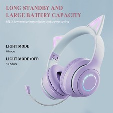 Glowing Cat Ear Headphones Foldable Over Ear Gaming Headset With Colorful L YEPD