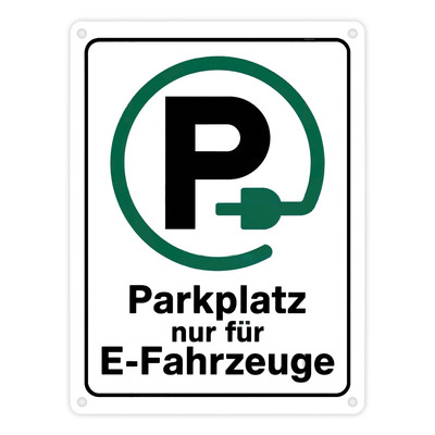 Metallschild in 15x20 cm Parkplatz nur für E-Fahrzeuge