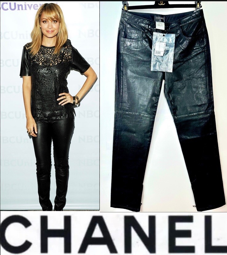 ランウェイ 美品 CHANEL プリント デニム ジーンズ ブラック ブラック（黒）系 CHANEL(シャネル) デニム・ジーパン