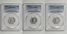 1943 P D S 1c Lincoln Steel Wheat Cent PCGS MS 65 Three Coin Lot