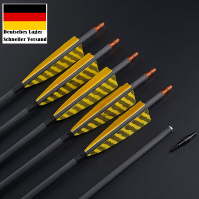 12x Bogenschießen 32'' Carbonpfeile Jagdpfeile SP 400 Truthahnfedern für Recurve