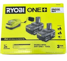 2pcs Ryobi ONE+ 18V Lithium-Ion 4.0 Ah Battery With 18V Charger Starter Kit! NEW