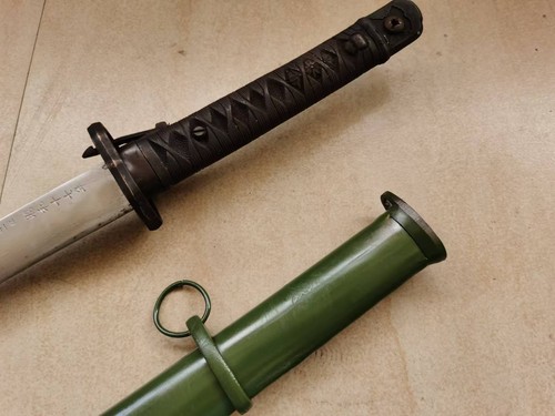 Green Military Japan Army Nco.Sword Samurai Katana Saber Brass Handle with Sign - Picture 3 of 13