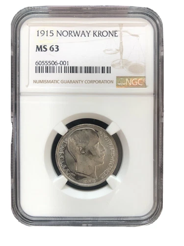 NORWAY 1 Krone 1915 NGC MS 63