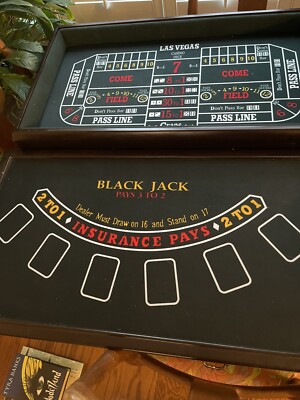 ~31x17.5x3.5  CASINO GAME SET - BLACKJACK, ROULETTE, CRAPS, CHIPS