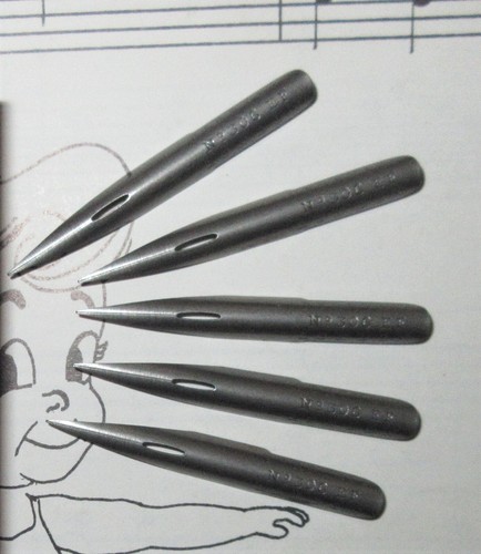 5 x RARE PERRY & CO #306EF LARGE STEEL DIP PEN NIBS+LETTERING+DRAW+MAGNA+JOURNAL - Picture 2 of 3