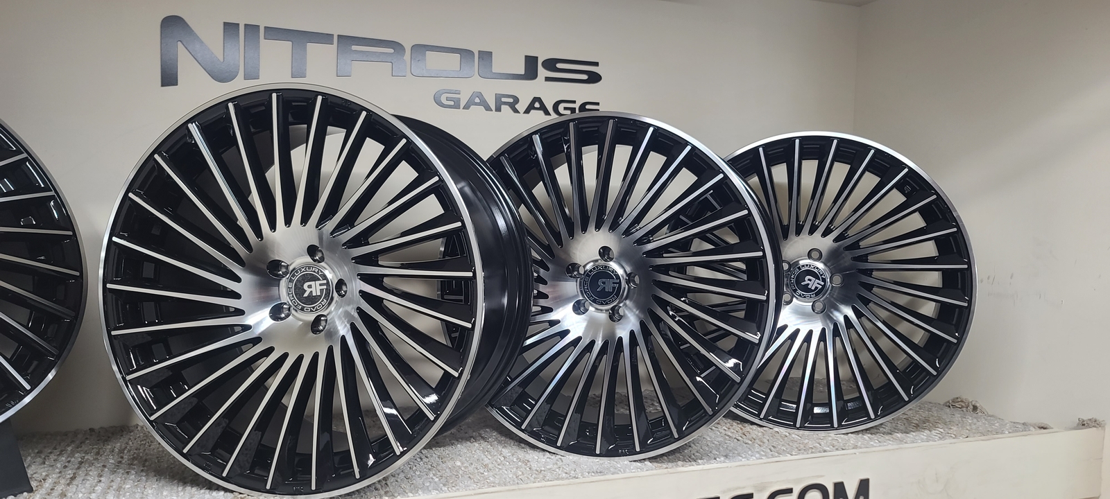 22 2-TONE BLACK CONCAVE STAGGER RF22 WHEELS FIT BENTLEY FLYING SPUR SEDAN 03-18