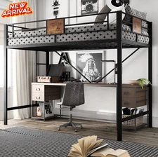 Cama Litera Twin para Adultos Niños Heavy Duty Twin Metal Loft Black Bed Frame