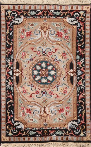 Floral Traditional Aubusson Oriental Area Rug Wool Hand-knotted Foyer Carpet 4x6 - 第 1/12 張圖片