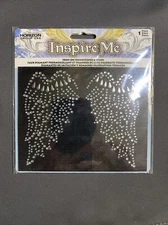 Horizon Inspire Me Iron On Rhinestones & Studs Angel Wings 3.5”