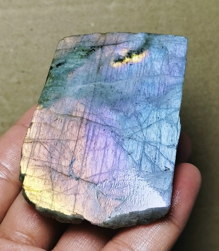Bonita losa de labradorita con destello dorado pulido por un lado Spectrolite piedra de Reiki - Imagen 7 de 10