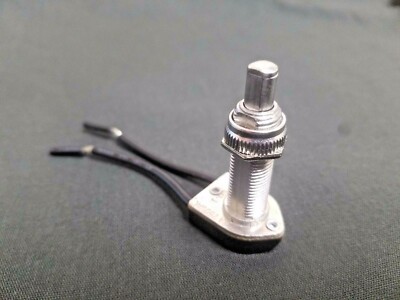 Nickel,1-1/8 Push Button Switch - PACK of 5 - 3A 125V/1A 250 VAC, 2-1/2'' leads
