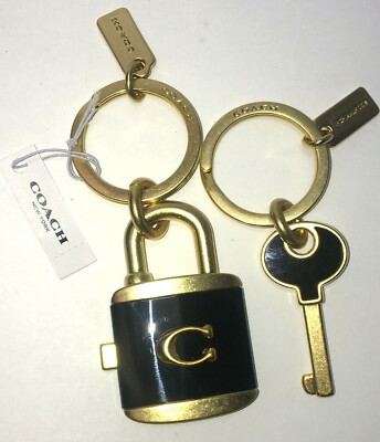 🔐🔑 COACH Lock And Key BAG CHARM Key Ring PURSE BACKPACK KEYCHAIN