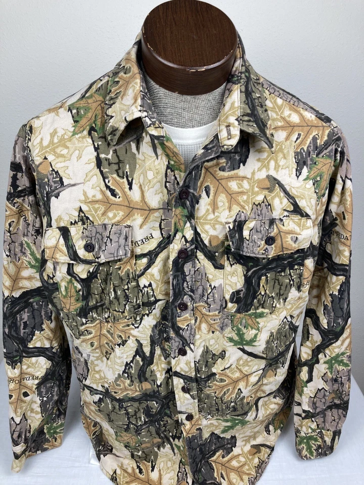 CAMISA CAMUFLADA DE COLECCIÓN PREDATOR EE. UU. MANGA LARGA ABOTONADA ALGODÓN PESADO PARA HOMBRE GRANDE L ¡EN MUY BUENA CONDICIÓN! Foto 3 de 4