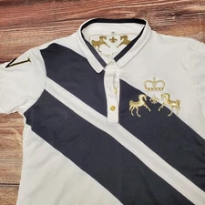Equine Couture Womens Size Small Gold Embroidered Equestrian Shirt Rider Uniform