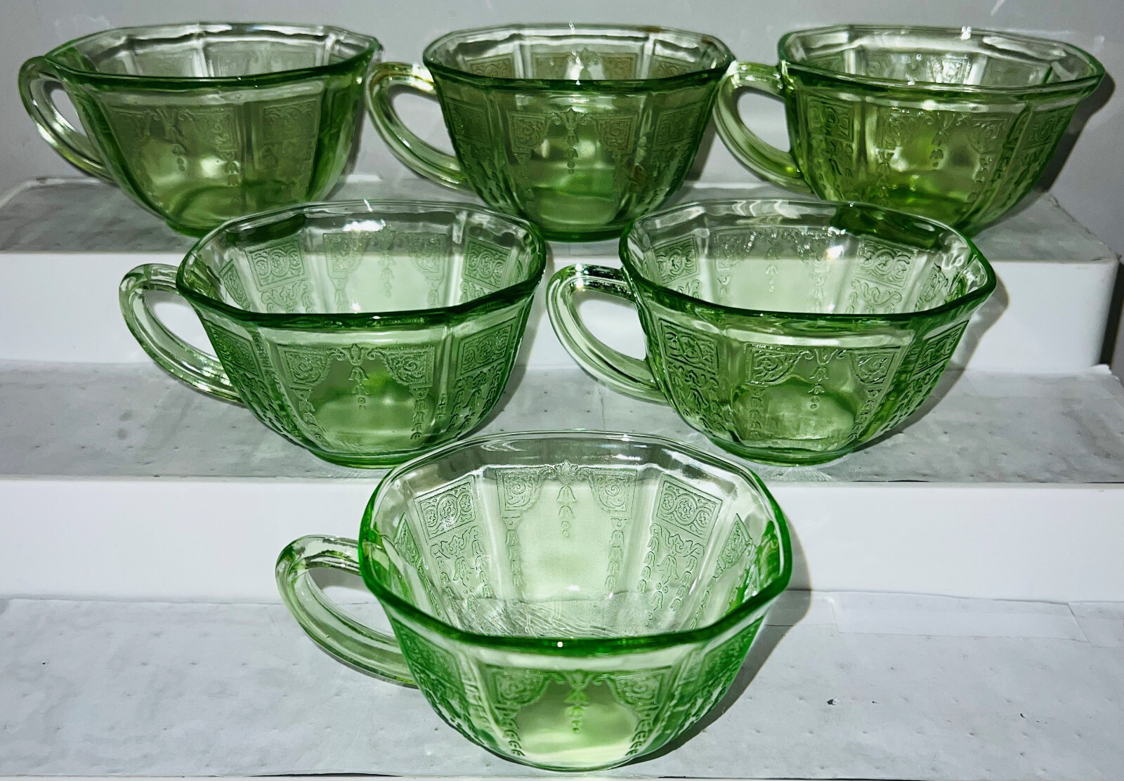 6 Anchor Hocking PRINCESS GREEN CUPS eBay