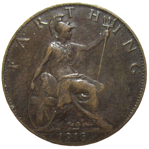GREAT BRITAIN. 1 FARTHING, 1918. KING GEORGE V. - Picture 2 of 2