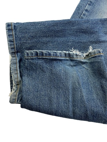 Levi's 505 Mens Tag Size 40x30 Blue Wash Logo High-Rise Distressed Hems Jeans - Picture 9 of 24
