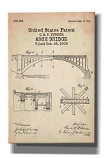 Epic Graffiti "Arch Bridge Blueprint Patent Parchment" Giclee Canvas Wall Art