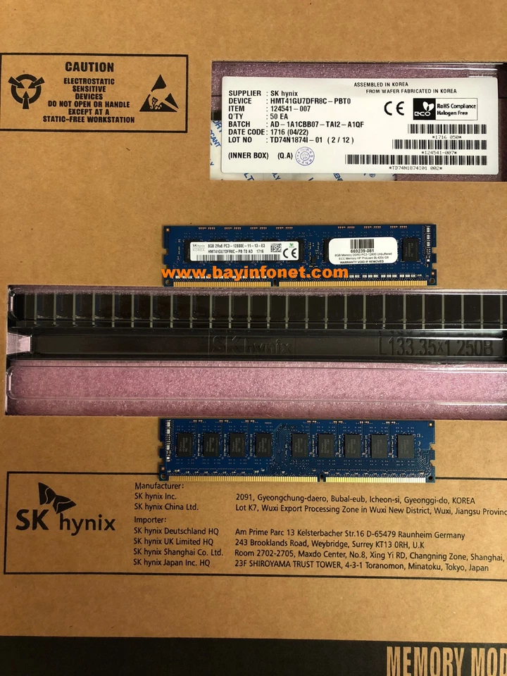 669239-081 8GB Memory DDR3 PC3-12800 Unbuffered ECC Memory HP ProLiant BL420c G8 - Image 2 of 3