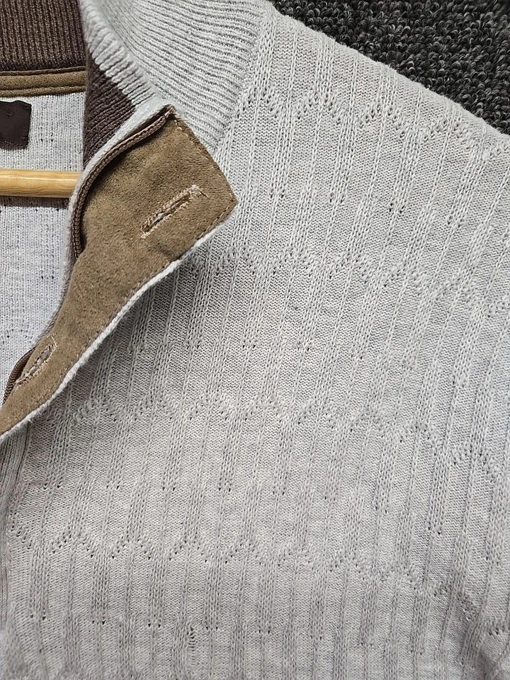 Suéter Pescador Para Hombres XL Avena Bronceado Cremallera Henley Cable Tejido Luz Tasso Elba Foto 4 de 4