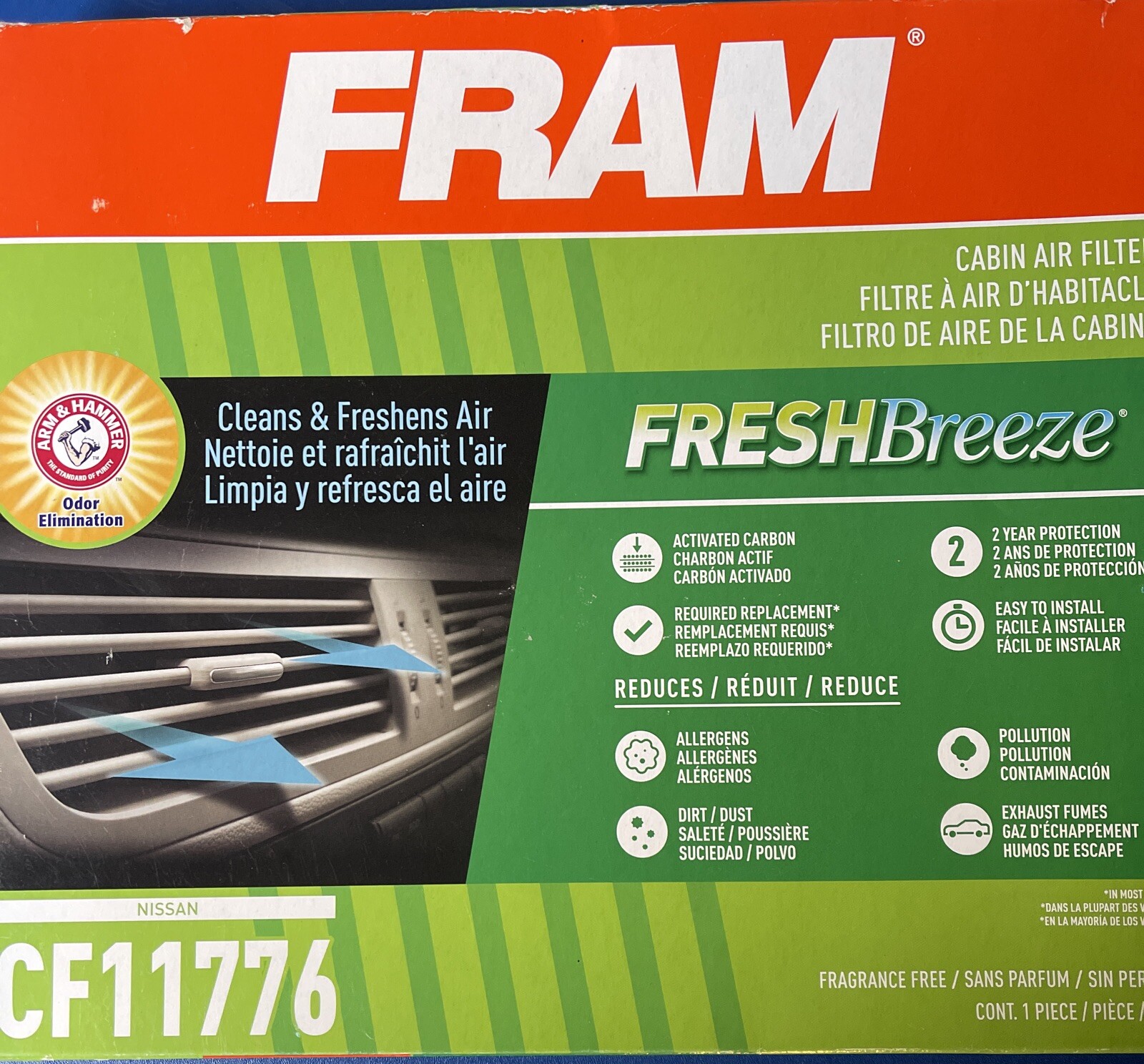 1 FRAM CF11776 Fresh Breeze Arm Hammer Cabin Air Filter NEW SEALED eBay