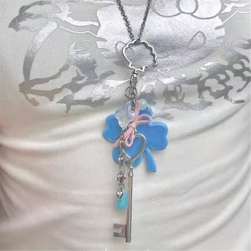 Sturdy Alloy Blue Clovers Charm Keychain Ornament For Backpack Purse Decoration - Zdjęcie 5 z 8
