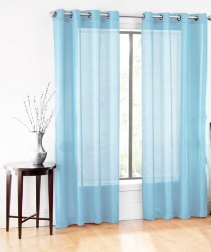 2PC GROMMET SOLID VOILE SHEER PANEL WINDOW CURTAIN TREATMENT DRAPE NEW DECOR - Picture 12 of 28
