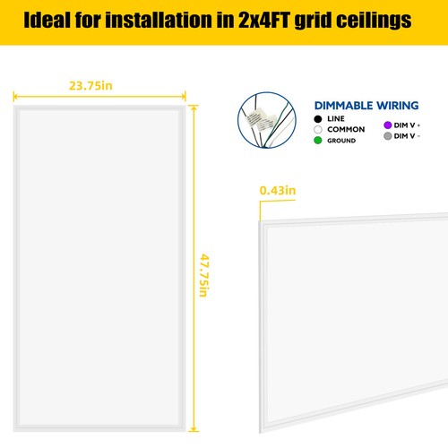 2 Pcs 2x4 LED Flat Panel Light 7800LM 5000K Dimmable Drop Ceiling Recessed Light - Picture 2 of 14