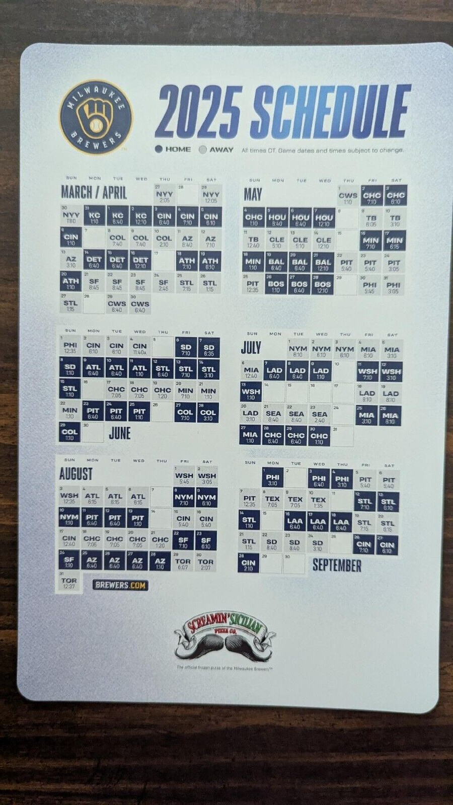 2025 Milwaukee Brewers Opening Day Magnetic Schedule SGA EBay S L1600