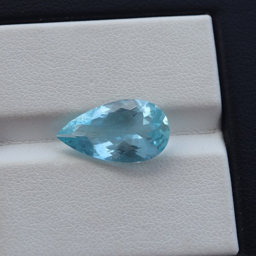 3.4 Carat 15.8x8.9x4.9 MM Natural Blue Aquamarine Faceted Pear Shape Gemstone - Picture 3 of 10