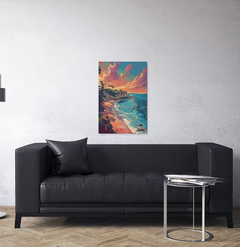 Coastal Sunset Canvas Wall Art Print, Seascape Home Decor - Picture 11 of 17