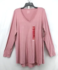 Utopia by Hue Shirt Womens Size XL Pink Lightweight Long Sleeve Casual Top