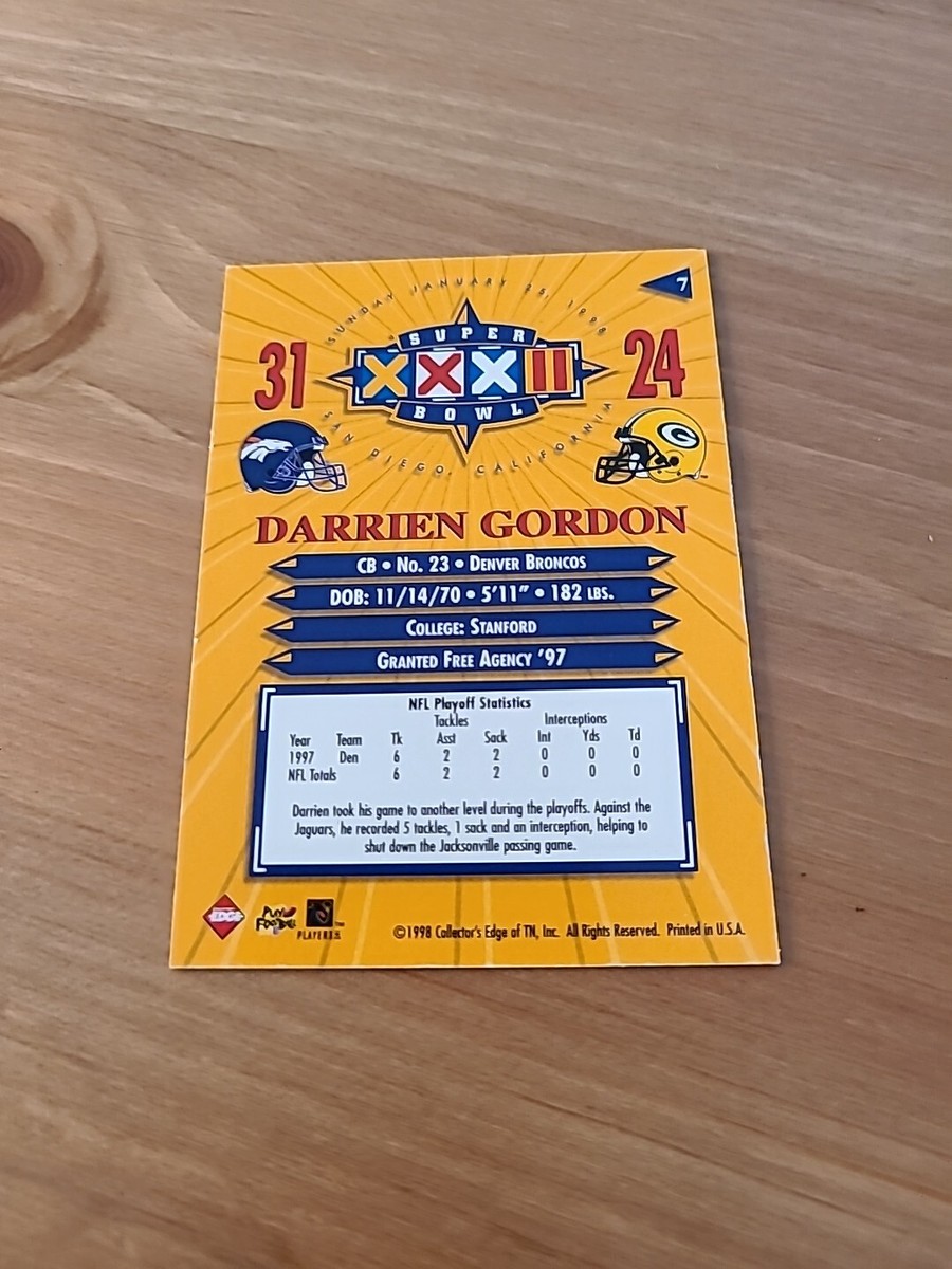 1998 Collector's Edge Super Bowl XXXII Darrien Gordon #7 Broncos
