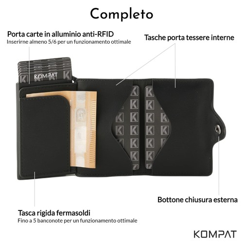Porta Carte di Credito RFID Portafoglio Uomo Slim Portafoglio Piccolo Sottile - Foto 3 di 83